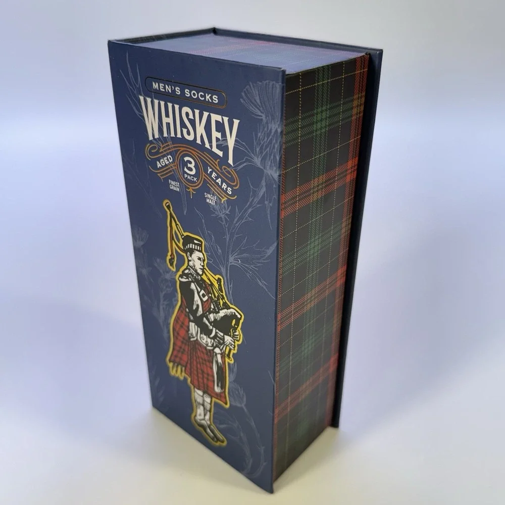 Whiskey Socks 3 Pairs Men's Crew Socks Size 8-12 NIB Black Blue Red‎ New